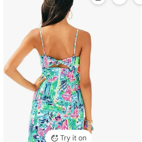 Lilly Pulitzer Shelli Stretch Shift Dress in Salt in the Air - Picture 3 of 4